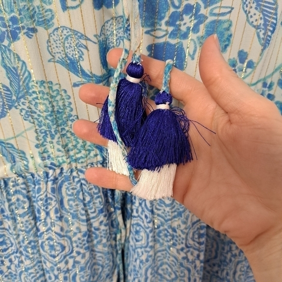 Hemant & Nandita Kaiyo blue floral dress XS NWT - Picture 6 of 8